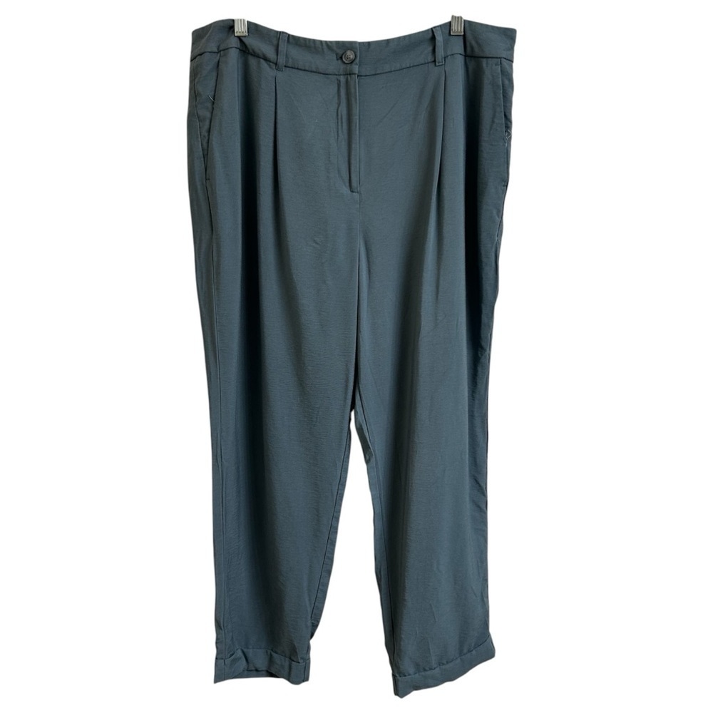 Loft Outlet Womens Size 14 Skinny Ankle Dress Pants Gray Blue Cuffed Hem Hi Rise